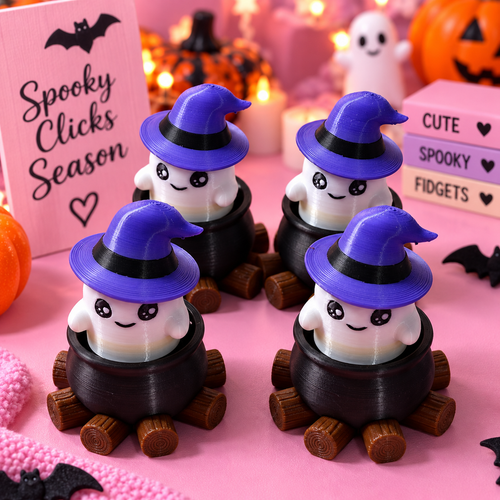 Ghost Witch Cauldron Halloween Fidget