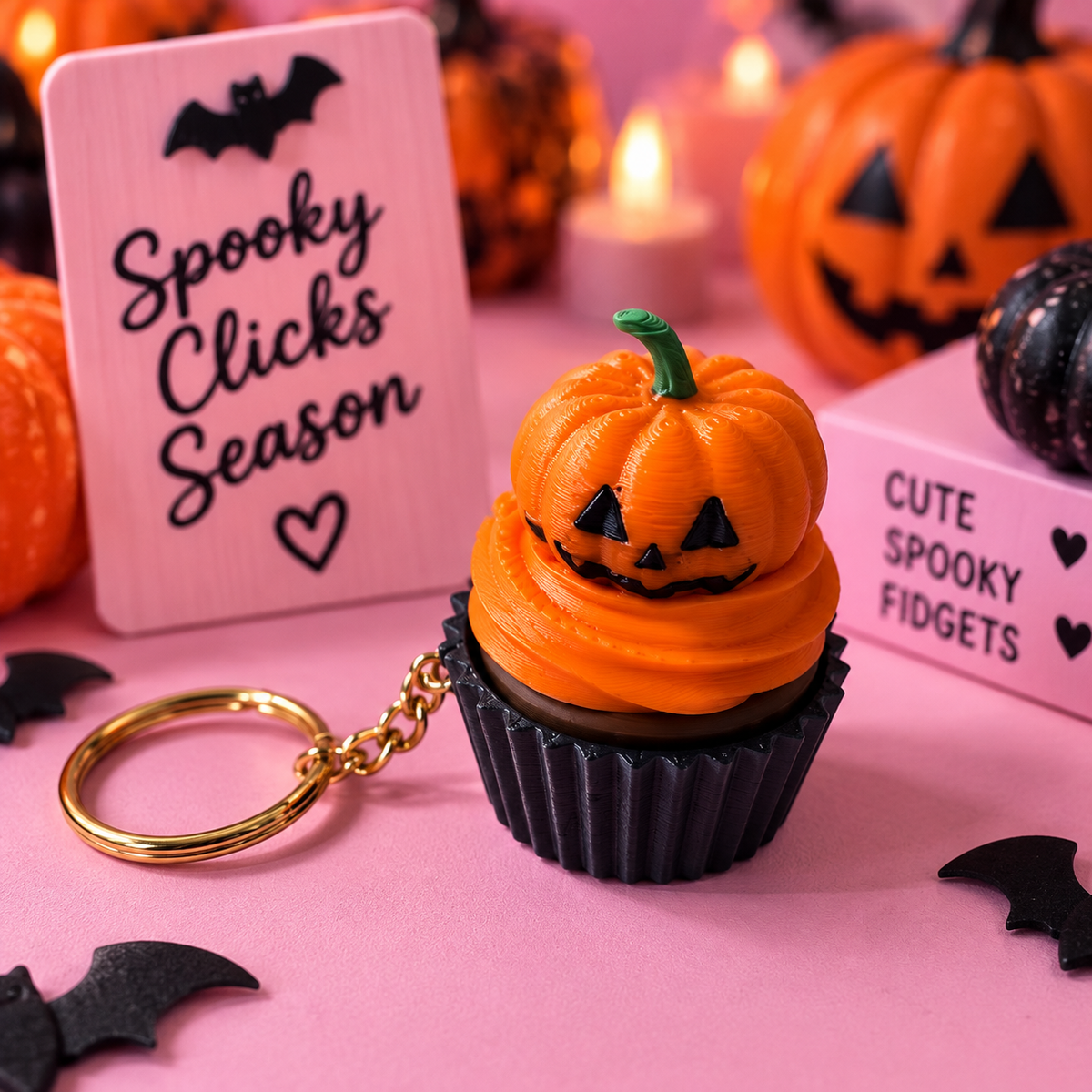 Halloween Cupcake Fidget Keychain
