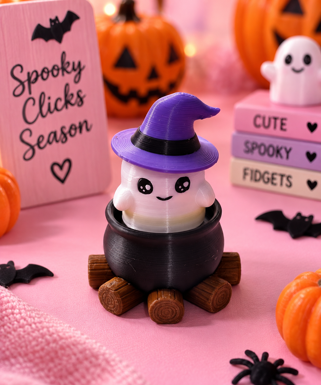 Ghost Witch Cauldron Halloween Fidget